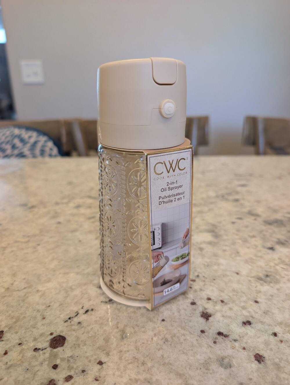 CWC Cook With Color Target 2 in 1 Oil Dispenser Sprayer Beige Beaded Glass RARE!